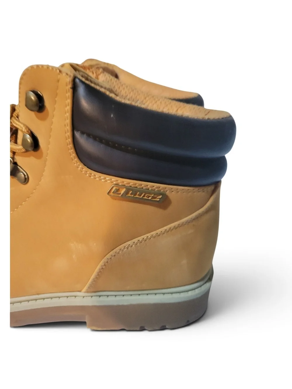 Lugz Men's Tan Nubuck Work Boots with Black Collar